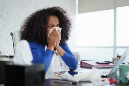 Cover your mouth and nose with a paper tissue when you sneeze.