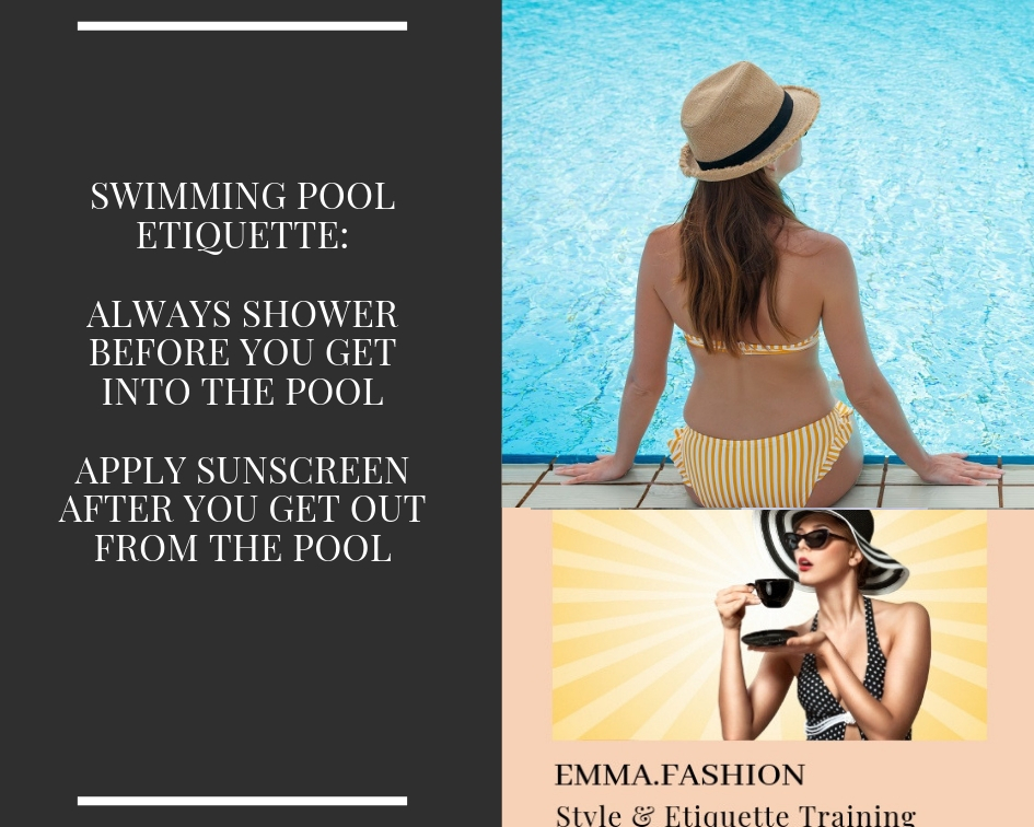 Common courtesy and consideration are social manners to display while having fun at the pool.