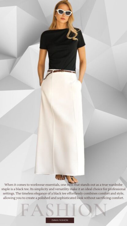 Black tee with a maxi skirt