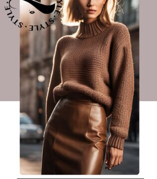 Mocha Mousse Knit + Leather Skirt