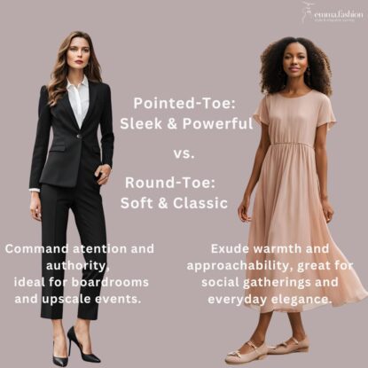 Pointed-toe and round-toe shoes styling etiquette